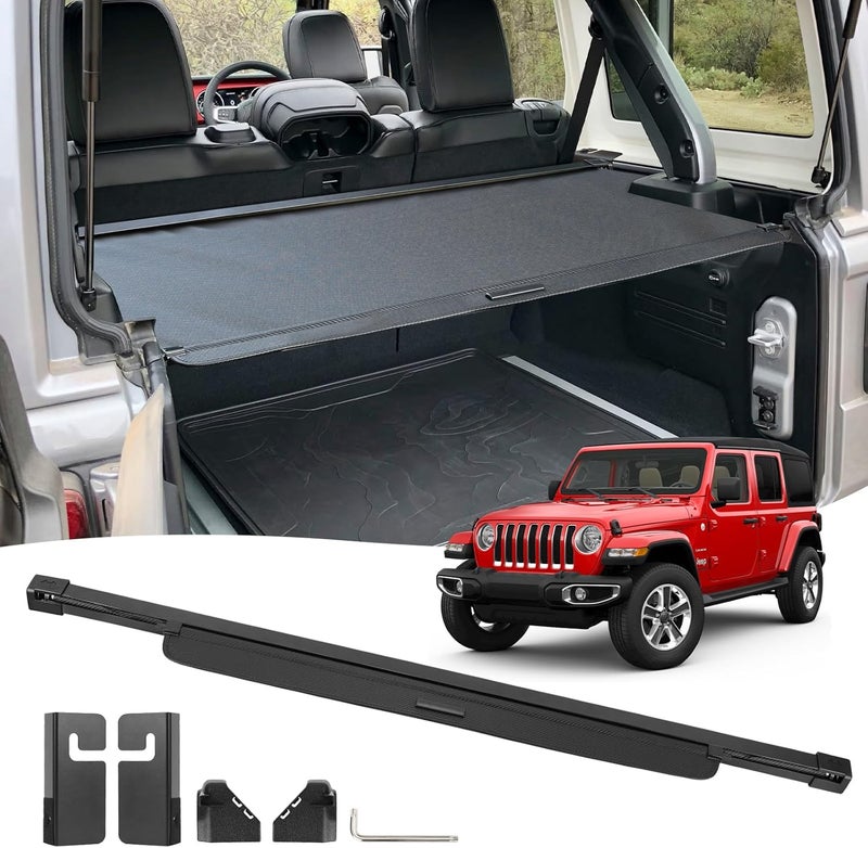 BIGACOVER Cargo Cover for Wrangler JL JLU 4 Door/Hard Top 2018-2023 Retractable Rear Trunk Security Cover Shield Shade (Not for 4XE & Soft Top & Sahara JL Unlimited) - Image 1